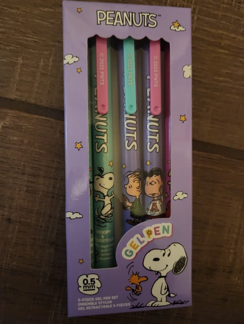 2pks💛 Peanuts Gel Pen Set in Purple, Teal & Pink